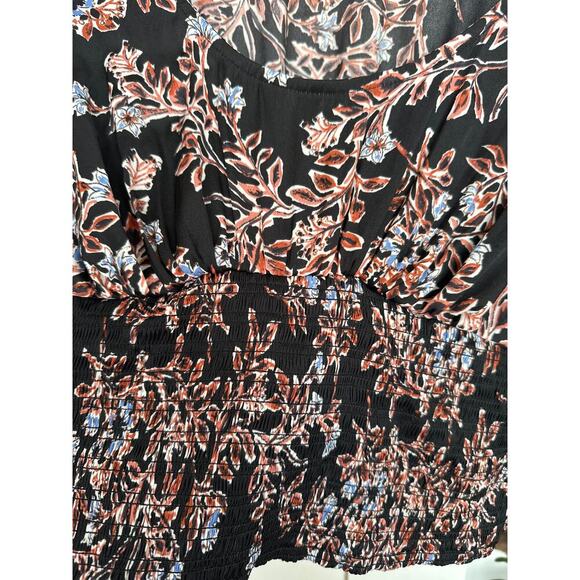 Free People Printed Santiago Cropped Smocked Blouse, Size M, Like New - Picture 3 of 8